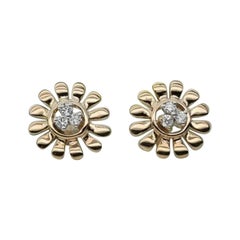 Pendiente Girasol Oro macizo 14k Tiny Diamond Studs
