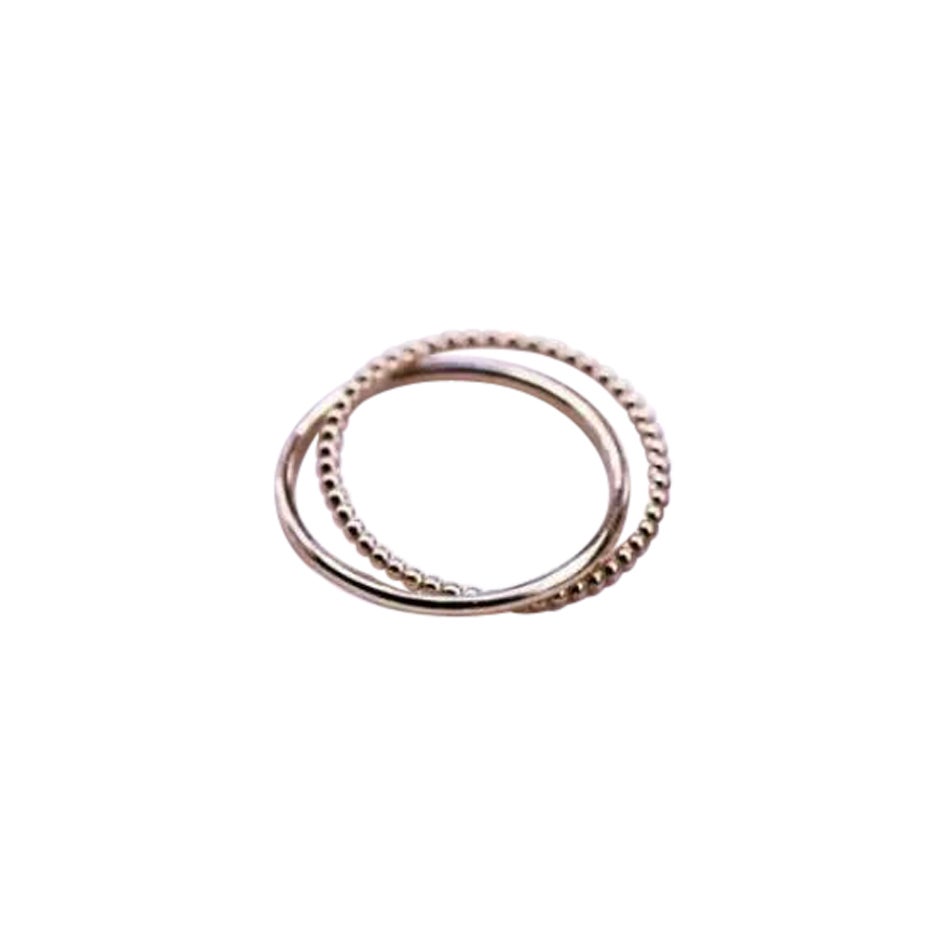 14k Solid Gold Duo Interlocking Band Eternity Ring For Sale