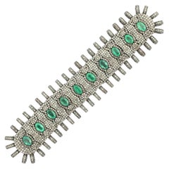 Thread Bracelet Pave Diamond and Emerald Macrame Handmade