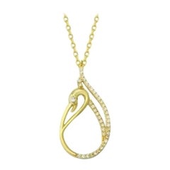 14K Solid Gelbgold Diamant Swan Halskette Minimalist