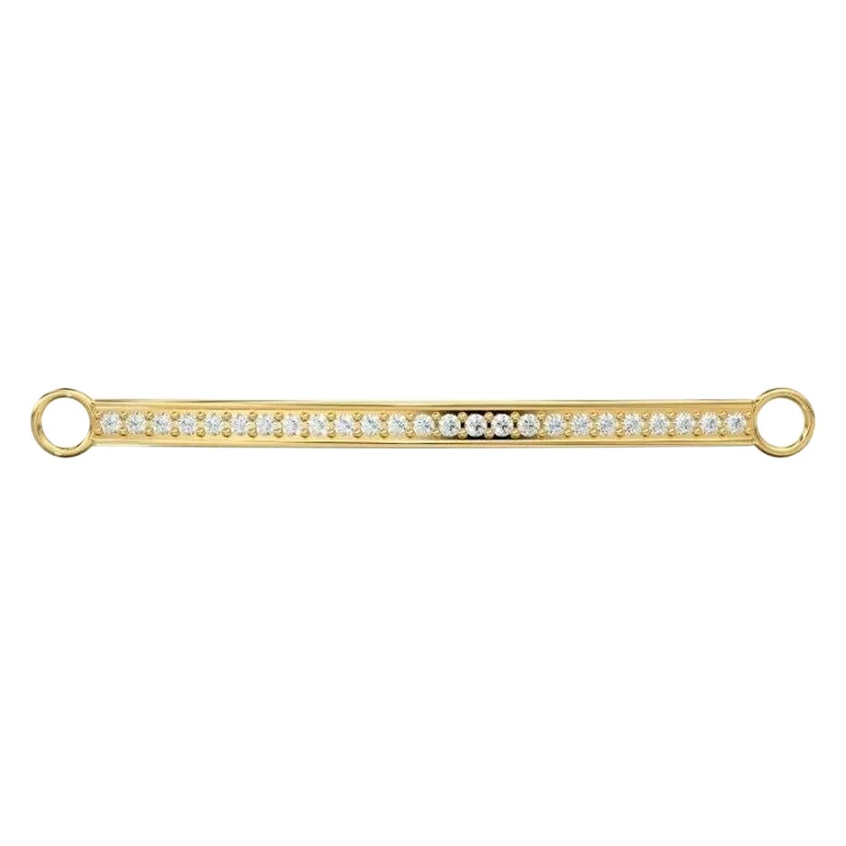 Collana con distanziatore a barretta con impostazione Pave in oro massiccio 14K in vendita