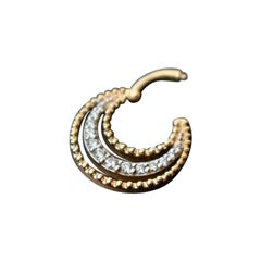 Natürlicher natürlicher Diamant Septum Clicker durchbohrt 14k Gold 3 konzentrische Linie Halo Hoop