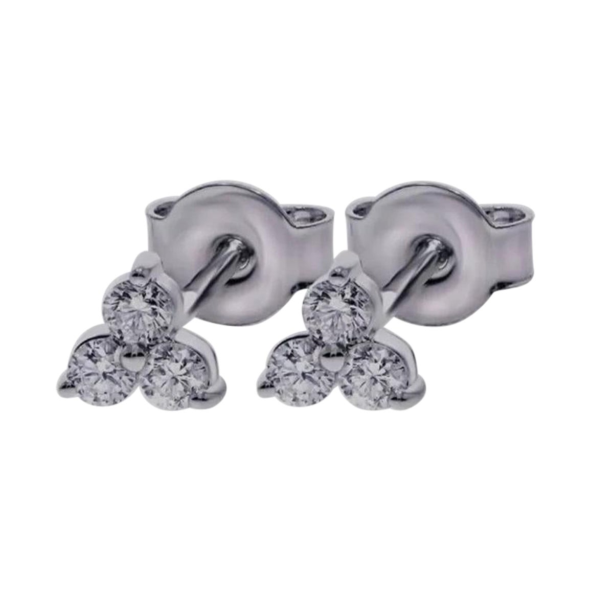 Diamante auténtico de oro macizo de 14 quilates Trinity Stud Ear/Nose Tragus Pin Studs