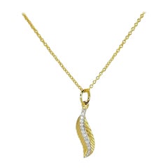 Collana Pave Diamond Leaf Minimalista in oro 14k Dainty