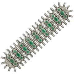 Thread Pave Diamond and Emerald Macrame Bracelet Handmade Ns43