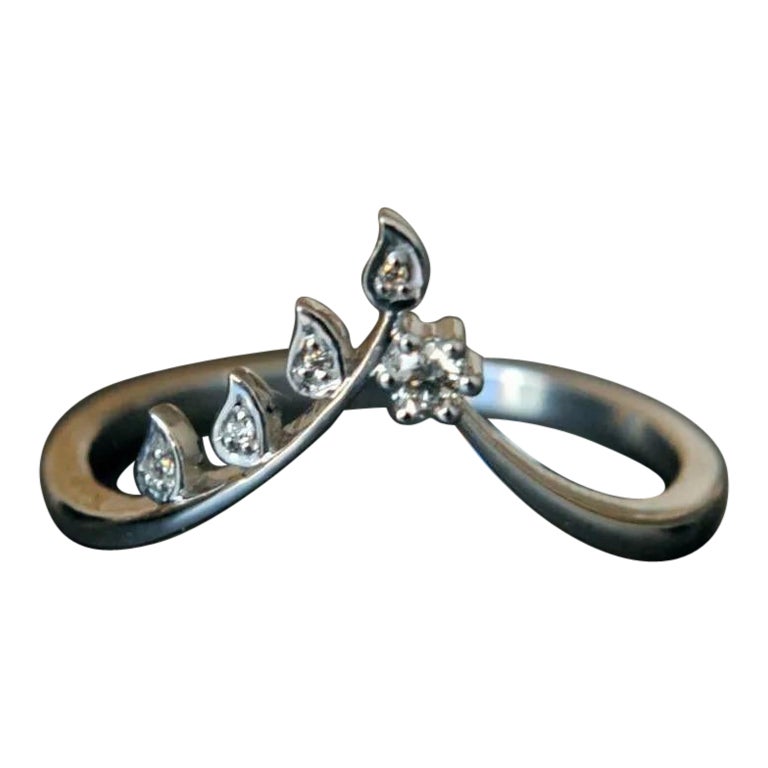 14k Solid Gold Leaf Chevron Deep V Wedding Bands Ring