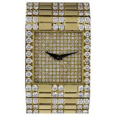 Retro Piaget Ladies Yellow Gold Diamonds Quartz Wristwatch