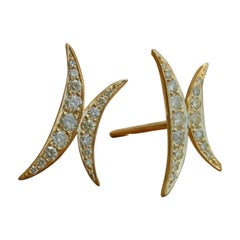 Natürliche Diamant-Mond-Ohrstecker aus 14K Gelbgold