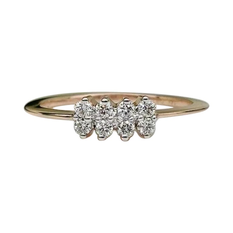 Anillo de boda solitario de oro macizo de 14k con diamante diminuto