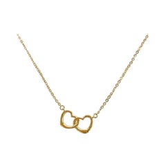 Dainty Two Heart Gold Necklace in 14K Solid Gold