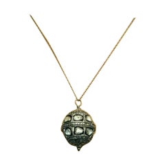 Rosecut Diamond Victorian Style Pendant Necklace in 925 Sterling Silver
