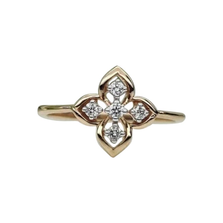 14k Solid Gold Floral Diamond Ring