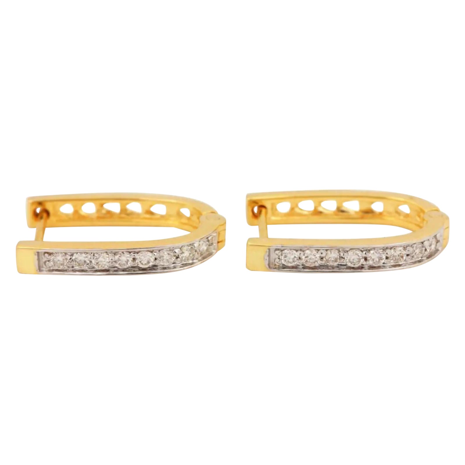 14K Yellow Gold Handmade Genuine Diamond Stud Earring