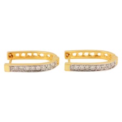 14K Yellow Gold Handmade Genuine Diamond Stud Earring