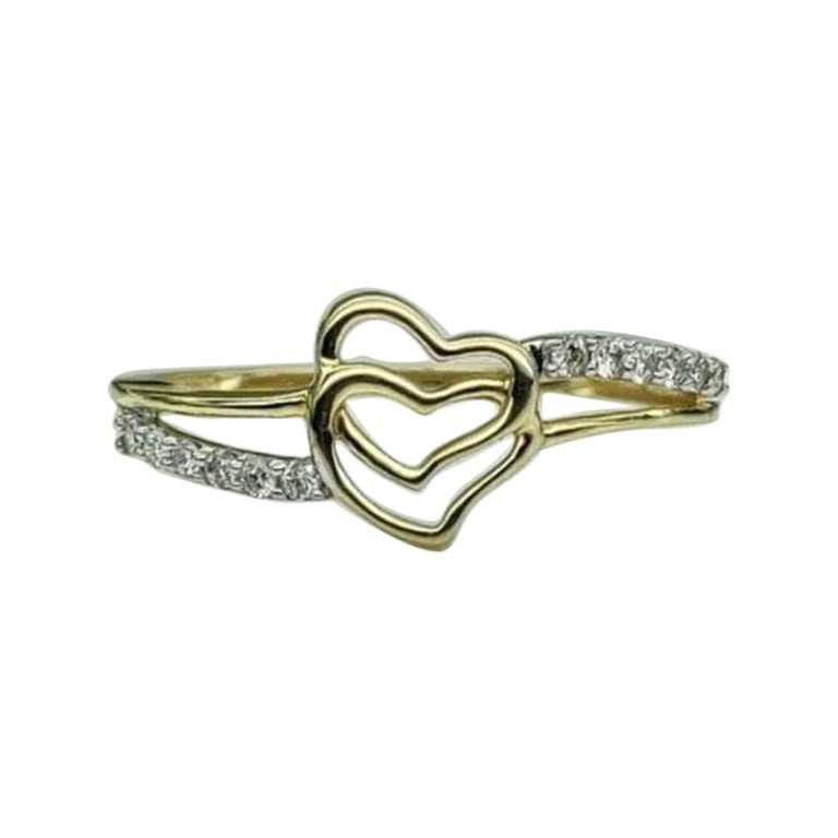 Diamant Herz Liebe Paar Ring in 14k Solid Gold