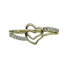 Diamond Heart Love Couple Ring in 14k Solid Gold