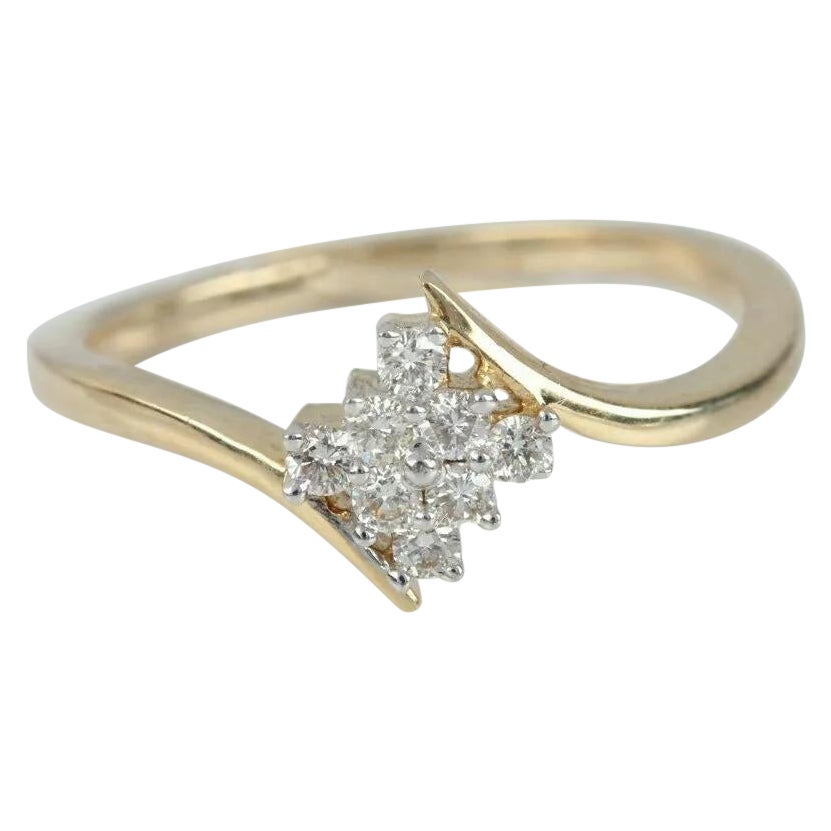Cocktail-Verlobungsring aus massivem 14k Gold mit echtem Diamant