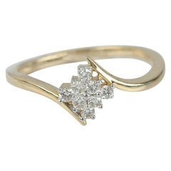 Cocktail-Verlobungsring aus massivem 14k Gold mit echtem Diamant