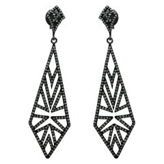 Pave Diamond Earring Antique Design in 925 Silver