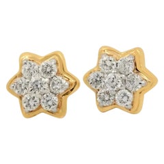 Orecchino a stella in oro giallo 14K Gioielli con diamante