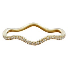 14k Solid Gold Diamond Wave Eternity Band Ring