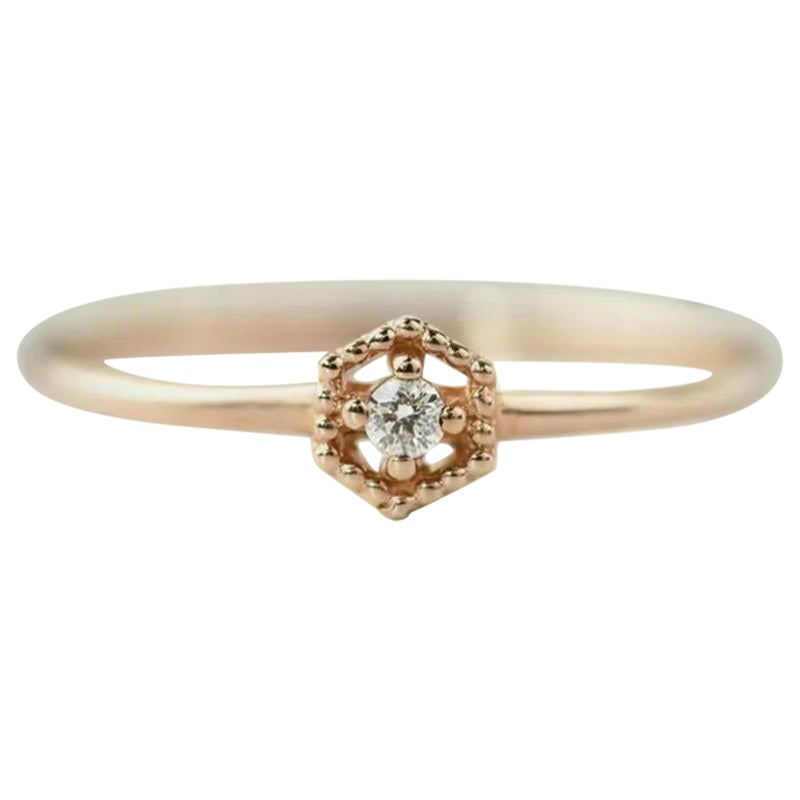 14k Solid Gold Solitär Diamant Verlobungsring