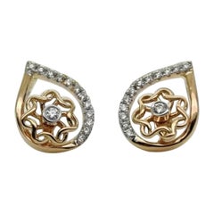 14k Solid Gold Wedding Diamond Water Drop Earrings