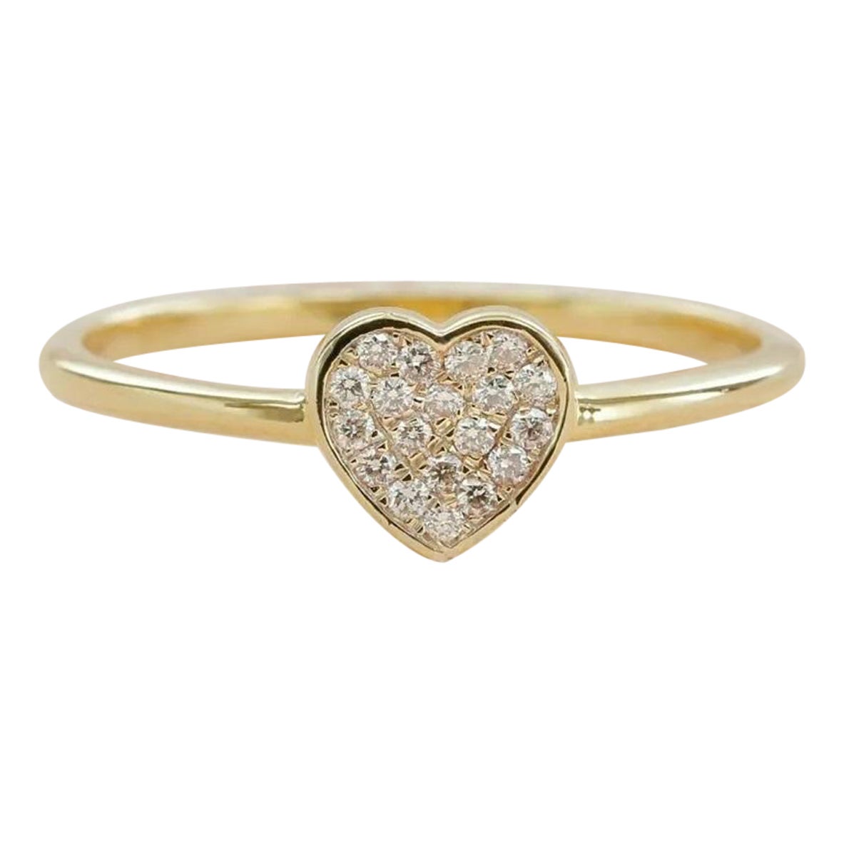 Diamond Cluster Heart Ring In 14k Solid Gold
