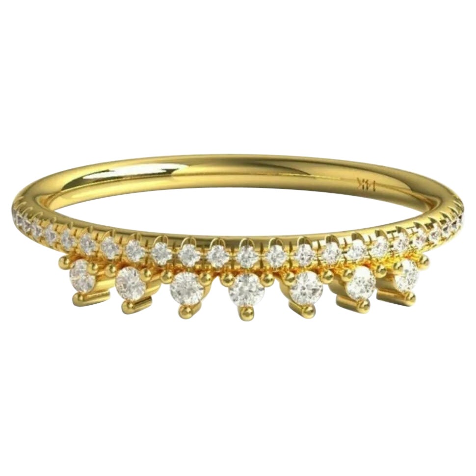 14K Solid Gold Crown Shape Diamond Ring