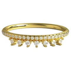 14K Solid Gold Crown Shape Diamond Ring