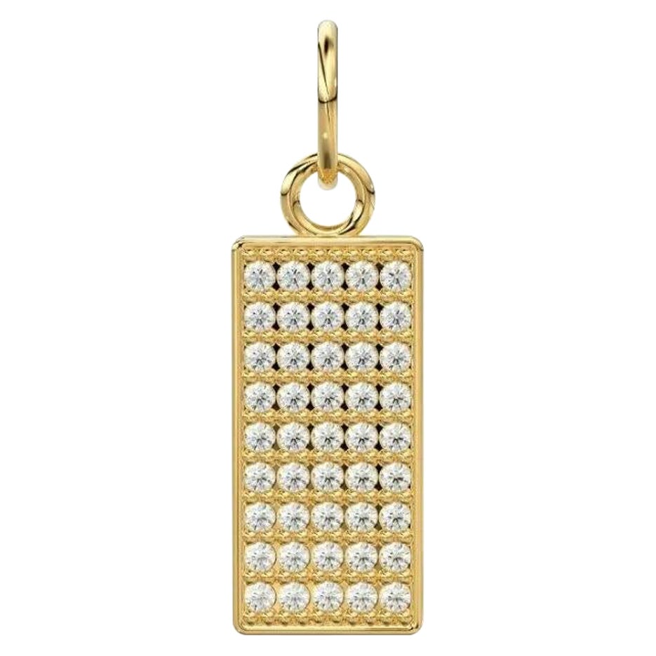 14K Solid Gold Rechteckige Diamant-Charme-Anhänger