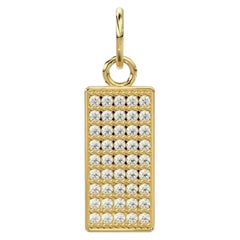 14K Solid Gold Rectangular Diamond Charm Pendant
