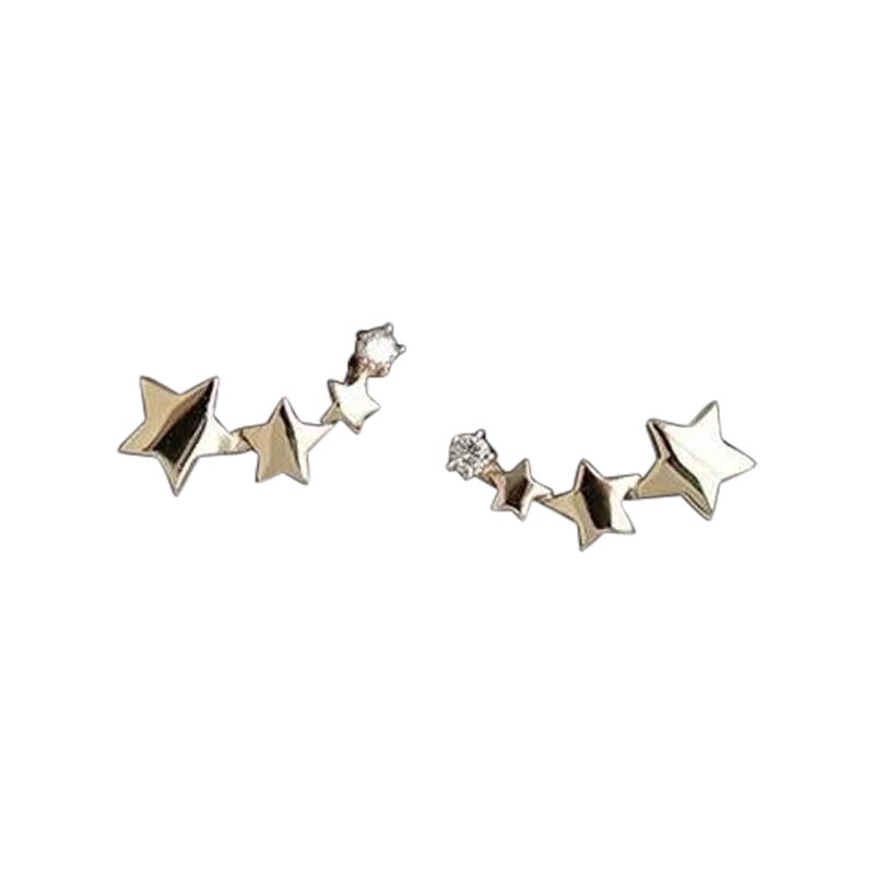 Gradient Star Stud Earring Exquisite Diamond in 14K Solid Gold