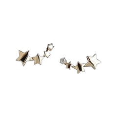 Pendiente Estrella Gradiente Exquisito Diamante en Oro Macizo de 14K