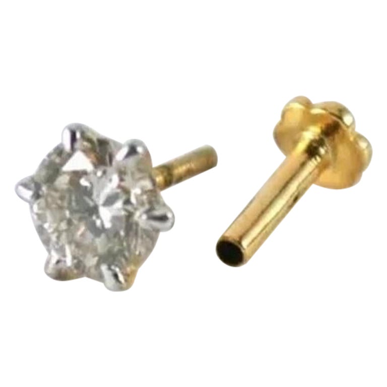 Alfiler de oreja de oro de 14 quilates con diamante solitario de rosca en venta