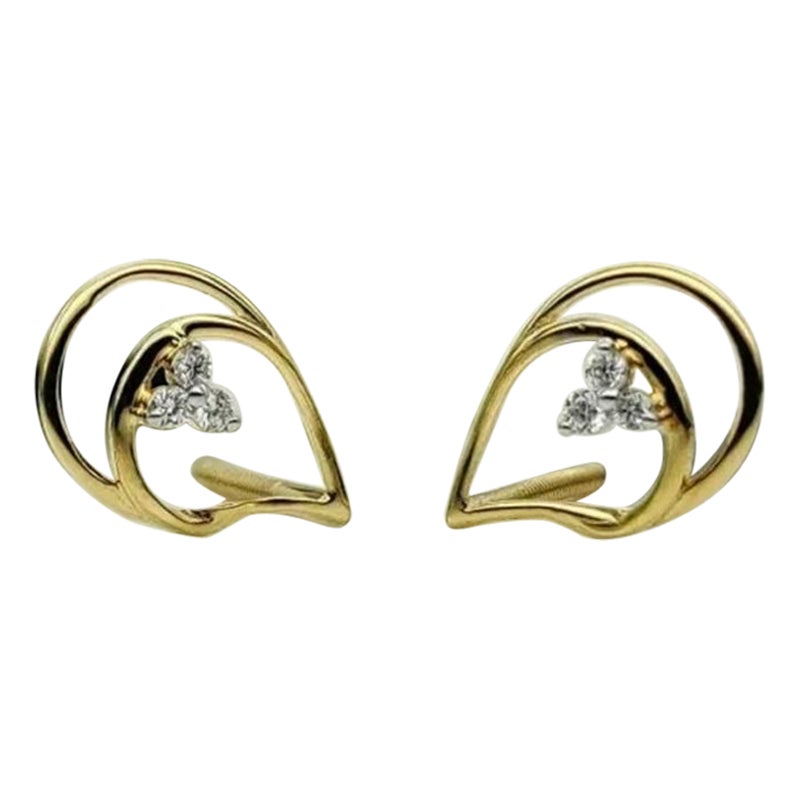 14k Solid Gold Diamond Earring Drop Shape Gold Women Jewelry