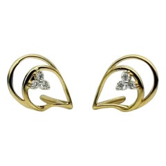 14k Solid Gold Diamond Earring Drop Shape Gold Women Jewelry