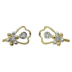 14k Massivgold Diamant-Ohrring in Blumenform mit Diamanten