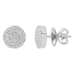 14K Weißgold Runde Diamant-Ohrstecker Statement-Schmuck
