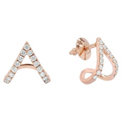 Borchie con diamante chevron Huggies in oro massiccio 14k