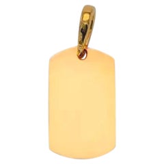 Mini Dog Tag Pendant for Men 14K Solid Gold Punk Style without Chain