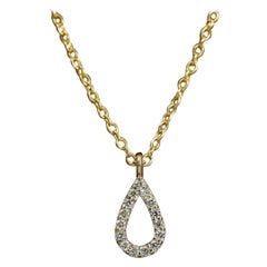 Halskette mit tropfenförmigem birnenförmigem Diamant-Anhänger aus 14k massivem Gold