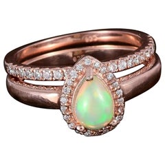 Bague d'anniversaire de fiançailles éthiopienne opale halo 925 argent pavé de diamants