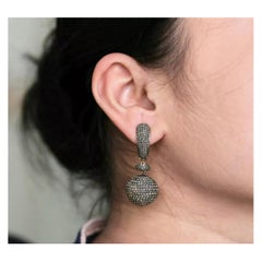 925 Sterling Silver Pave Diamond Ball Earring