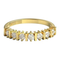Half Eternity Diamond Wedding Ring 14K Yellow Gold Band