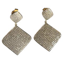 Pendiente de diamante pavé de oro de 14k y plata 925 Moderno
