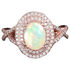 Ethiopian Opal Halo 925 Silber Pave Diamant Verlobungsring