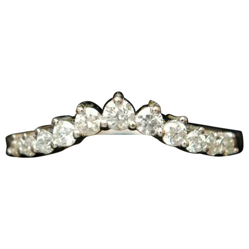 14k Solid Gold Diamond Curved Wedding Band Enhancer Stack Ring
