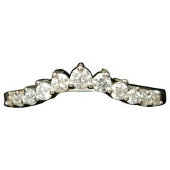 14k Solid Gold Diamond Curved Wedding Band Enhancer Stack Ring
