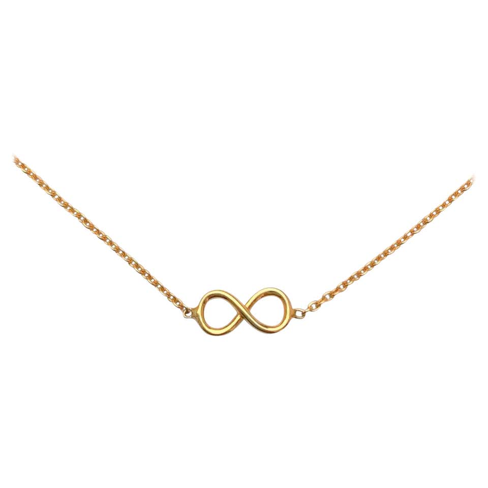 14K Solid Gold Infinity Sign Necklace For Sale at 1stDibs